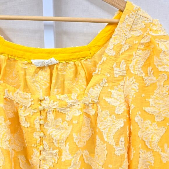 Anthropologie Yellow Clip Dobby Blouse - XS P - Picture 3 of 5
